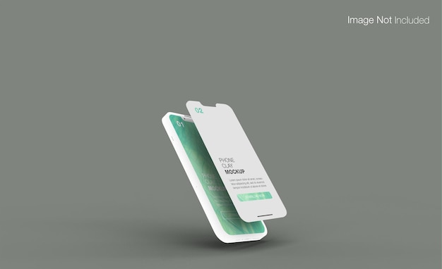 Gliniane realistyczne telefony projekt makiety na białym tle renderowania psd