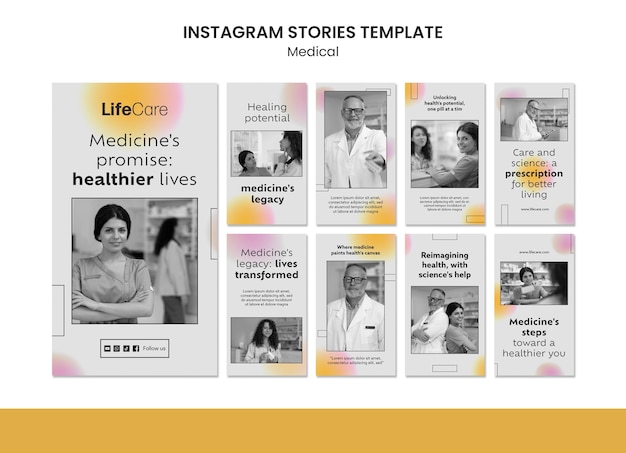 Bezpłatny plik PSD gradient medyczna opieka instagram historie