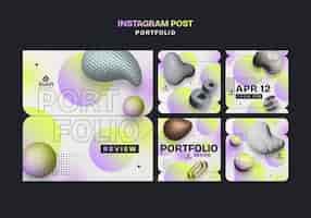 Bezpłatny plik PSD gradient portfolio szkół sztuki posty na instagramie
