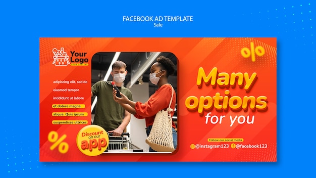 Gradientowa sprzedaż szablonu reklamy na Facebooku