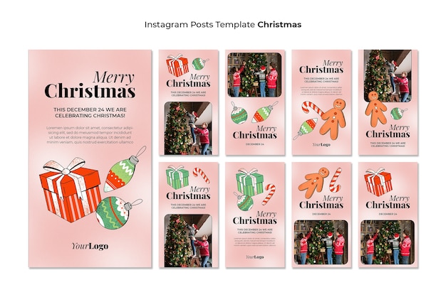 Bezpłatny plik PSD gradientowe historie świąteczne na instagramie