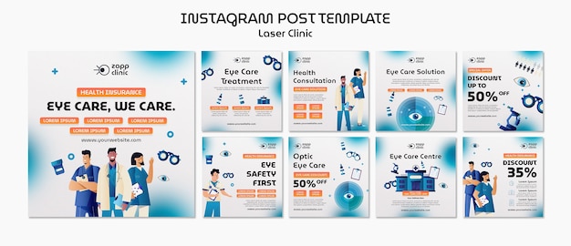 Bezpłatny plik PSD gradientowy laserowy szablon postów na instagramie