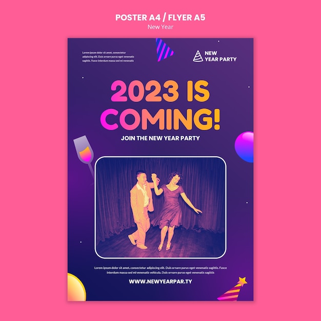 Bezpłatny plik PSD gradientowy plakat nowego roku 2023