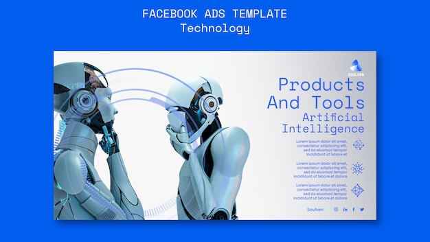 Gradientowy szablon facebook technologii ai