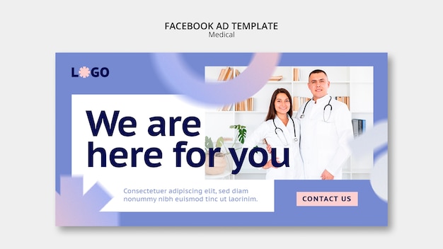 Bezpłatny plik PSD gradientowy szablon facebooka opieki medycznej