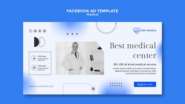 Bezpłatny plik PSD gradientowy szablon facebooka opieki medycznej