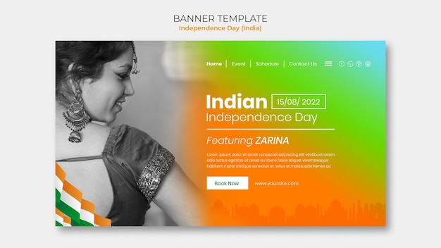 Bezpłatny plik PSD gradientowy szablon indyjskiego dnia niepodległości