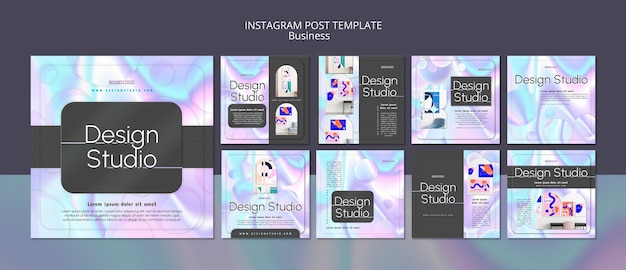 Bezpłatny plik PSD gradientowy szablon postów na instagramie studio projektowe