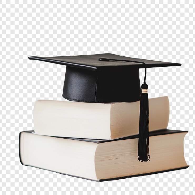 Bezpłatny plik PSD graduation cap atop stack of books symbol osiągnięć akademickich i wiedzy