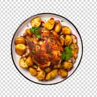 Bezpłatny plik PSD grillowany kurczak lub pieczony grill z przyprawami i pomidorem na przezroczystym tle