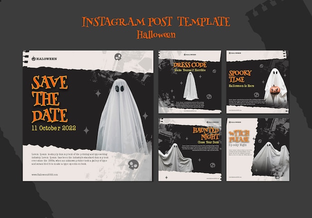 Bezpłatny plik PSD grungy post na instagramie happy halloween