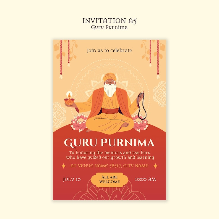 Bezpłatny plik PSD guru purnima invitation flyer