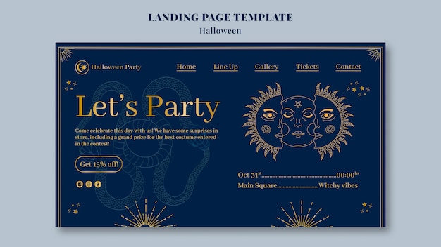 Bezpłatny plik PSD halloween celebration landing page template