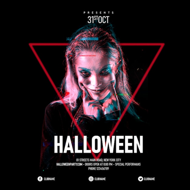 Bezpłatny plik PSD halloween portret kobiety makijaż