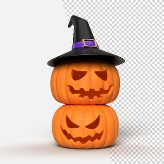 Halloweenowa makieta tła z dyniami i kapeluszem czarownicy. makieta koncepcji halloween