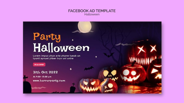 Bezpłatny plik PSD halloweenowy szablon promocyjny mediów społecznościowych z przerażającymi dyniami