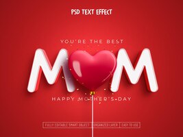 Bezpłatny plik PSD happy mother's day editable text effect