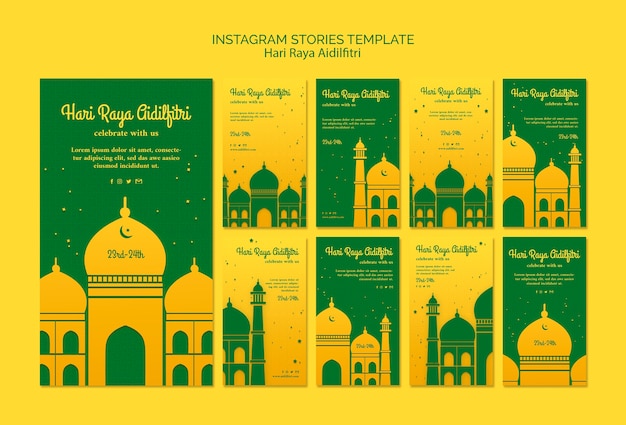 Hari raya aidilfitri opowieści szablon z ilustracją