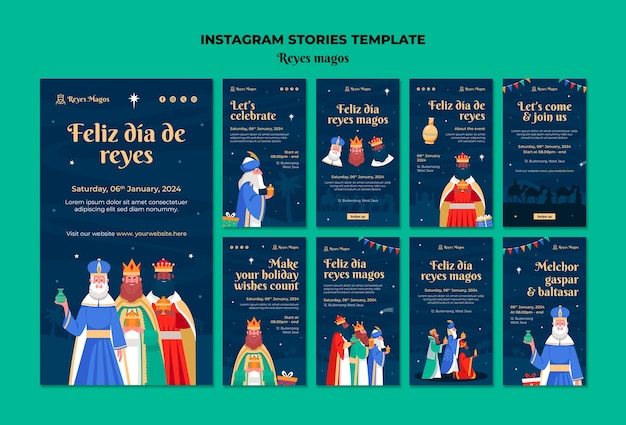 Bezpłatny plik PSD historia reyes magos na instagramie