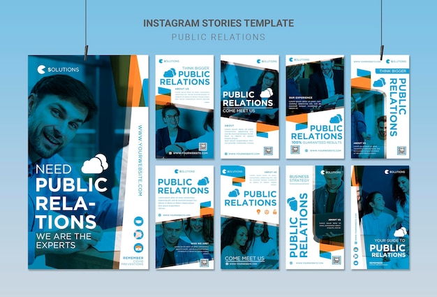 Bezpłatny plik PSD historie na instagramie dotyczące public relations