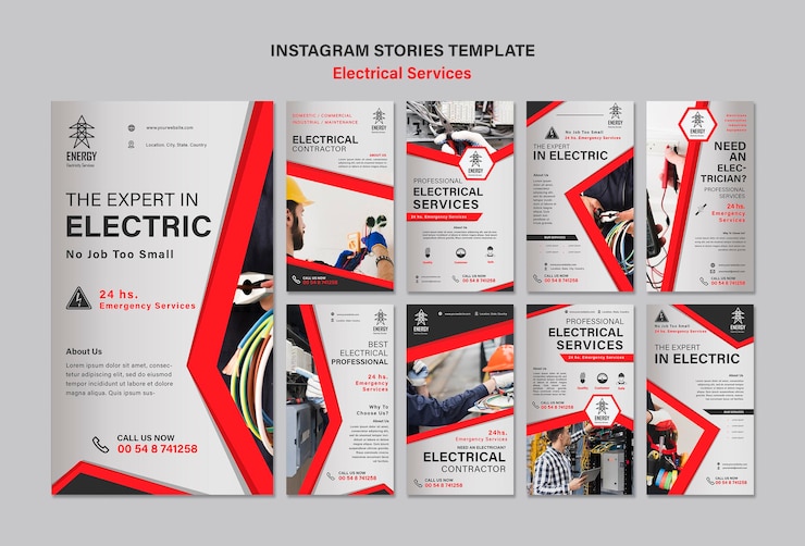 Bezpłatny plik PSD historie na instagramie dotyczące usług elektrycznych