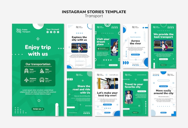 Bezpłatny plik PSD historie na instagramie usług transportowych