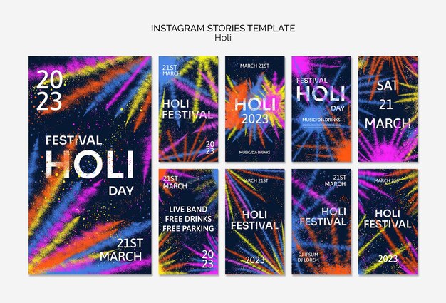 Historie na Instagramie z okazji festiwalu Holi