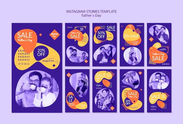 Bezpłatny plik PSD historie na instagramie ze sprzedażą w dzień ojca