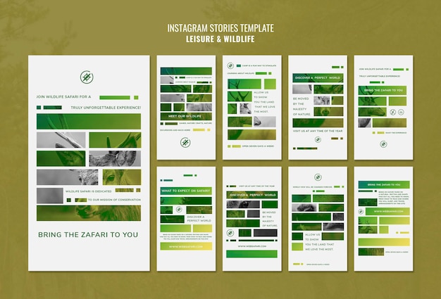 Bezpłatny plik PSD historie na instagramie związane z wypoczynkiem i dziką przyrodą