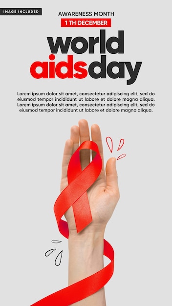 Bezpłatny plik PSD historie z mediów społecznościowych światowy dzień aids