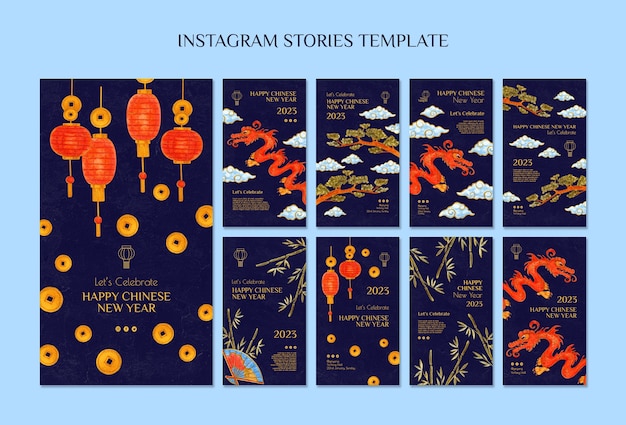 Bezpłatny plik PSD historie z okazji chińskiego nowego roku na instagramie