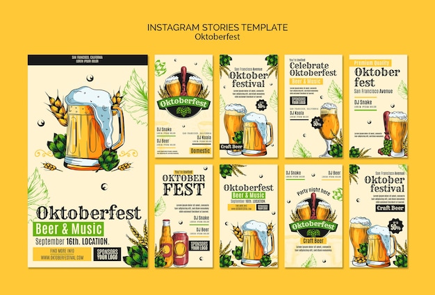 Bezpłatny plik PSD historie z okazji oktoberfest na instagramie