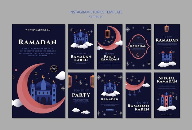 Bezpłatny plik PSD historie z okazji ramadanu na instagramie
