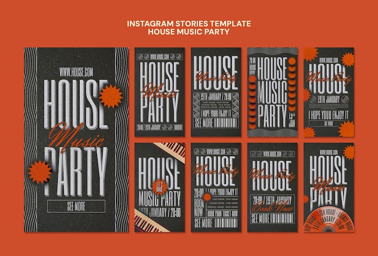Bezpłatny plik PSD house music party na instagramie
