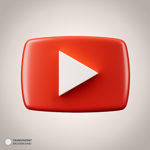 Ikona logo youtube na białym tle ilustracja renderowania 3d