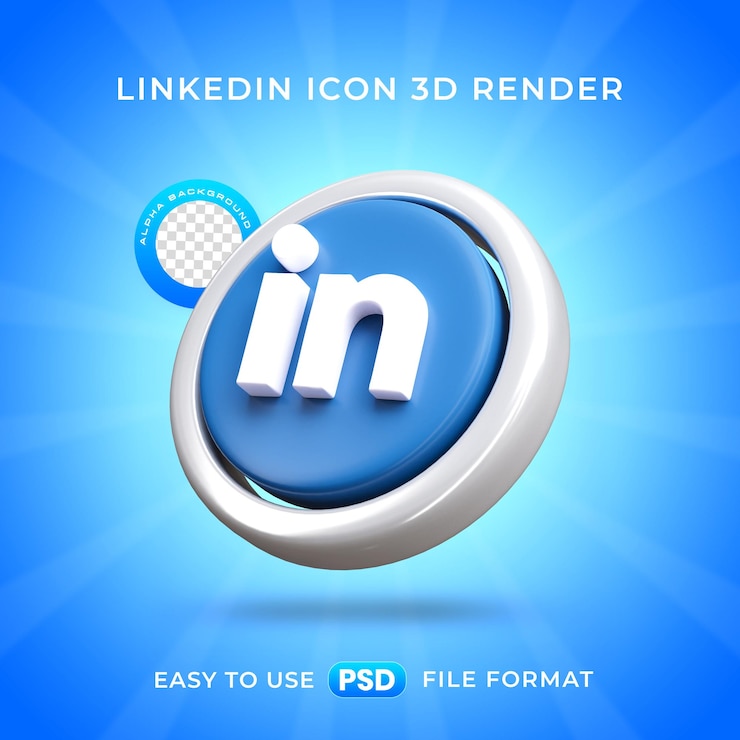 Bezpłatny plik PSD ikonka logo linkedinu izolowana ilustracja renderowania 3d