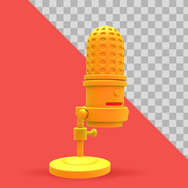 Ilustracja 3D Minimalistyczny mikrofon i telefon komórkowy do ścieżki przycinającej podcast