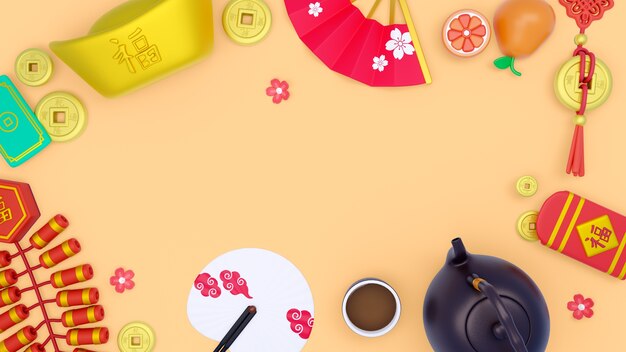 Ilustracja 3D na chińskie świętowanie Nowego Roku