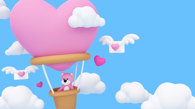 ilustracja 3D na obchody walentynek