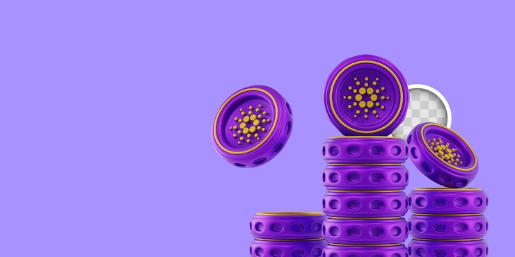 Bezpłatny plik PSD ilustracja 3d tła kryptowaluty cardano