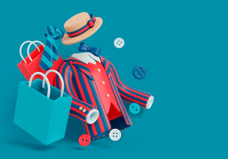Bezpłatny plik PSD ilustracja 3d z odzieżą i odzieżą