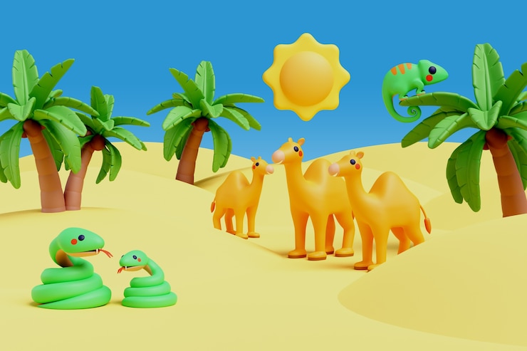 Bezpłatny plik PSD ilustracja 3d ze zwierzętami