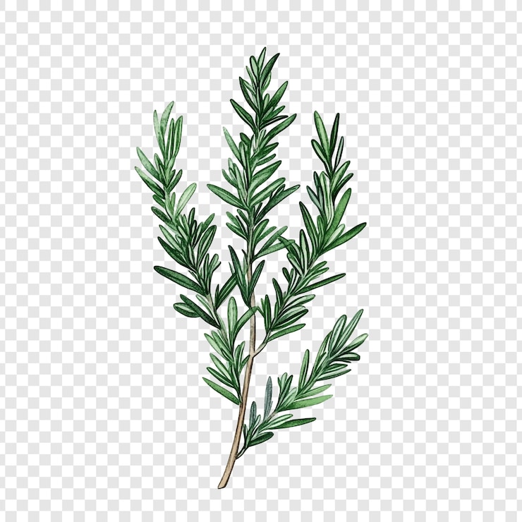 Bezpłatny plik PSD ilustracja akwarelowa z gałązką rozmarynu - rozkosz botaniczna