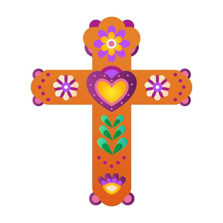 Bezpłatny plik PSD ilustracja dia de muertos z krzyżem