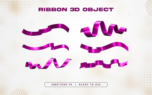 Ilustracja fioletowych wstążek 3D