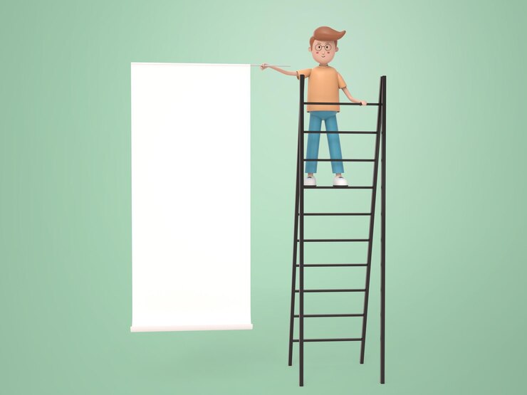 Bezpłatny plik PSD ilustracja mężczyzna wchodzący po schodach