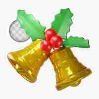 Bezpłatny plik PSD ilustracja mistletoe z dzwonkiem świątecznym 3d