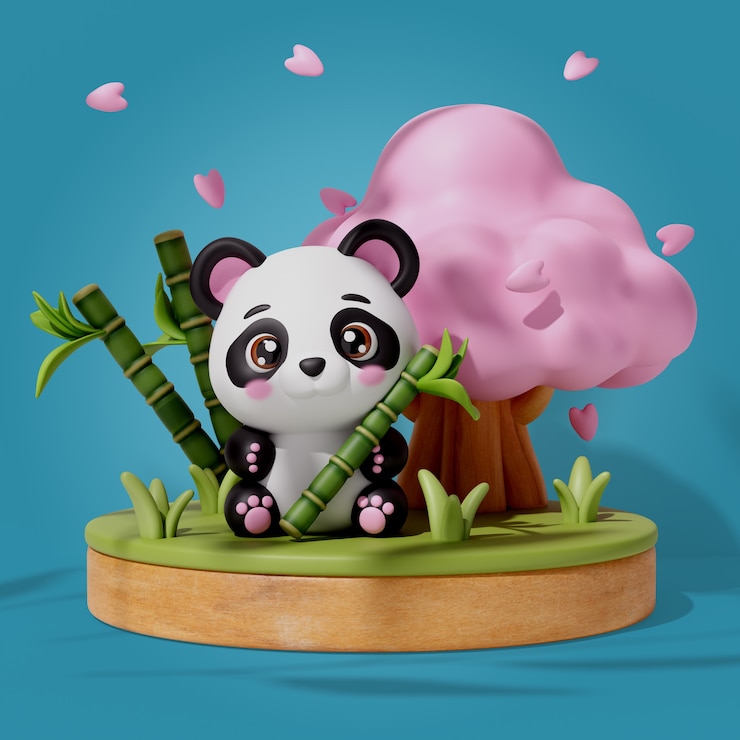 Bezpłatny plik PSD ilustracja zwierząt kawaii w 3d
