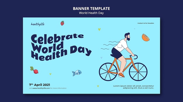 Bezpłatny plik PSD ilustrowany baner światowego dnia zdrowia
