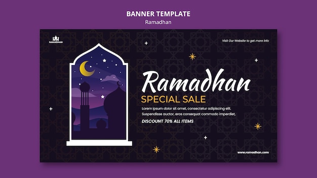 Ilustrowany Szablon Transparent Ramadan